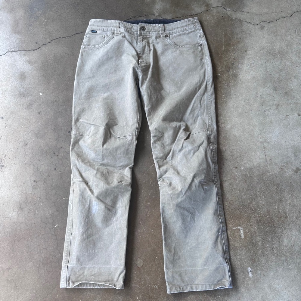 Kuhl Rydr Pants Mens 35x32 Khaki Good Articulated Knee Work Outdoor